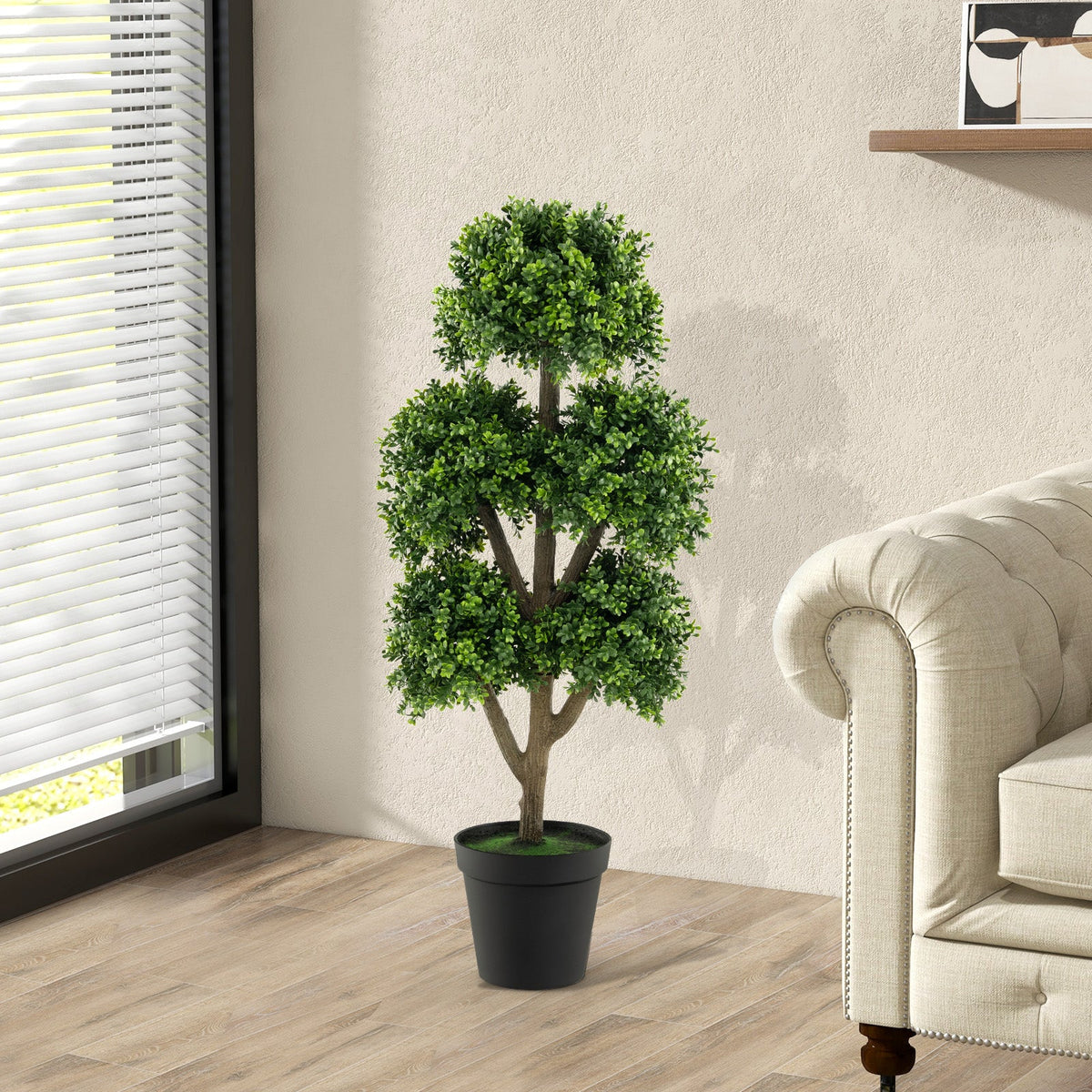 Faux Boxwood Topiary Ball Tree, 45"