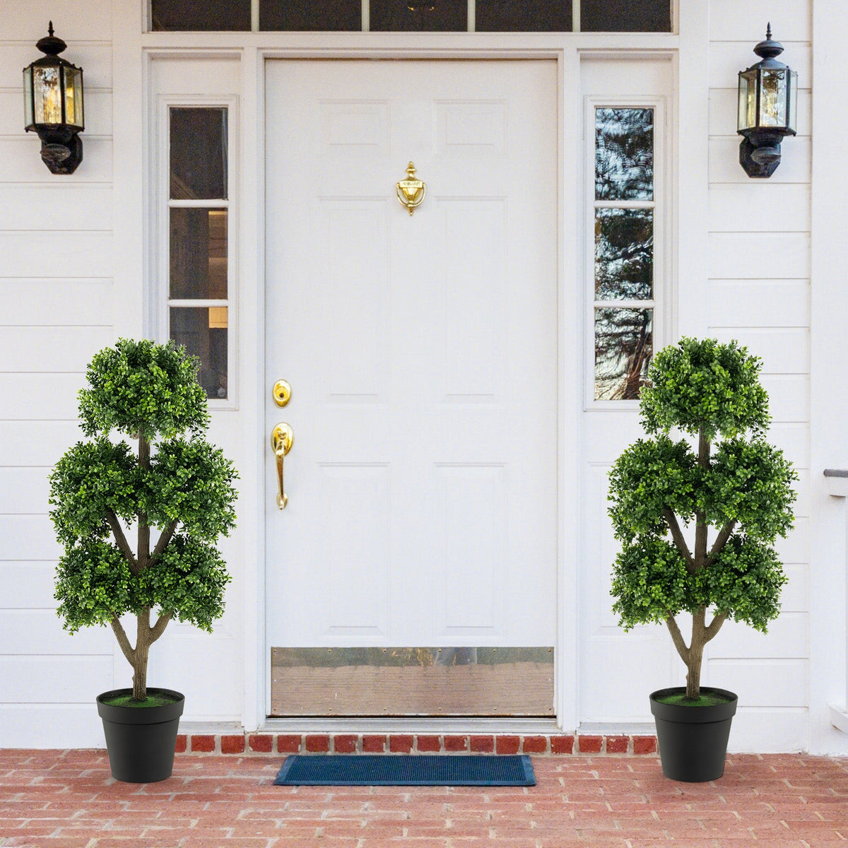 Faux Boxwood Topiary Ball Tree, 45"