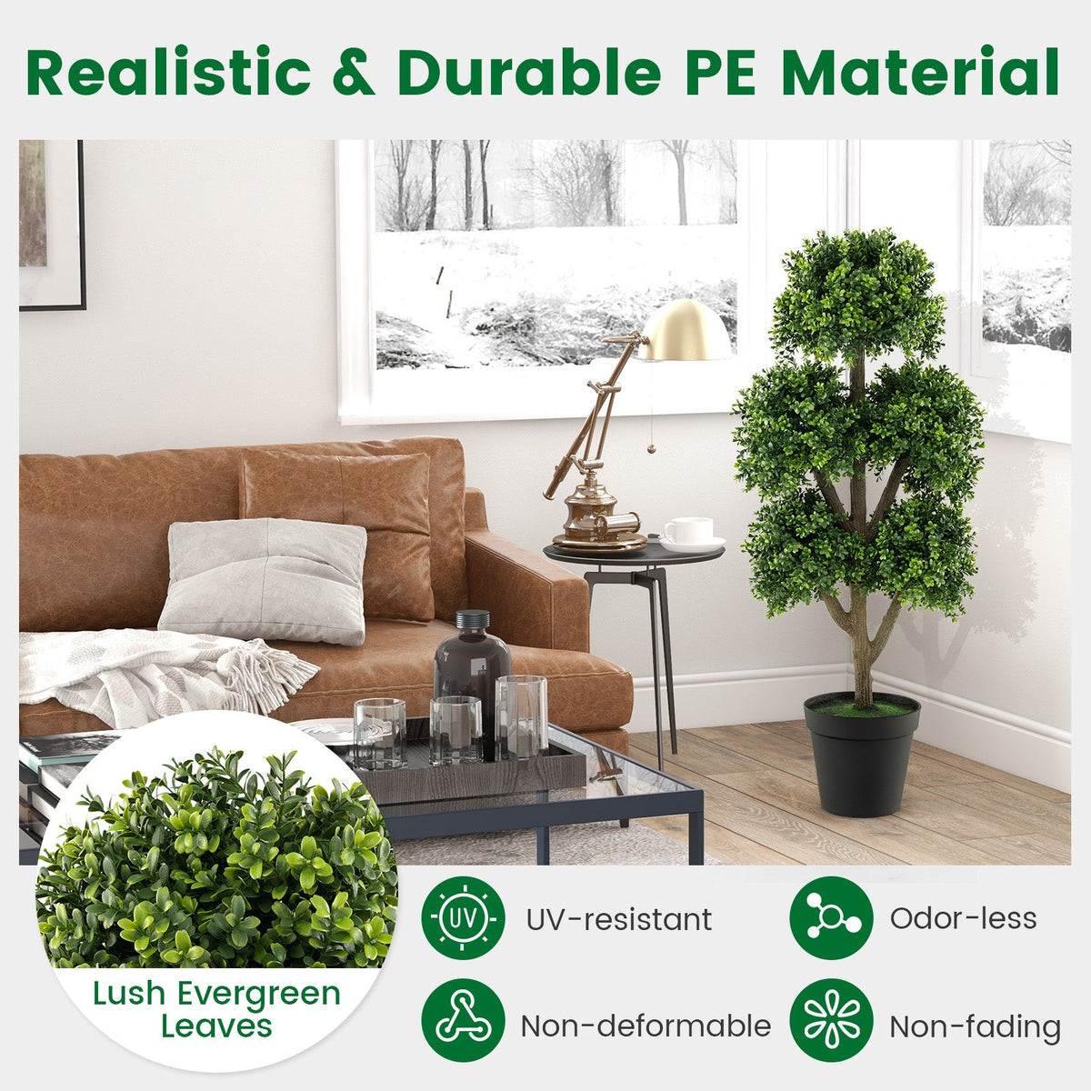 Faux Boxwood Topiary Ball Tree, 45"