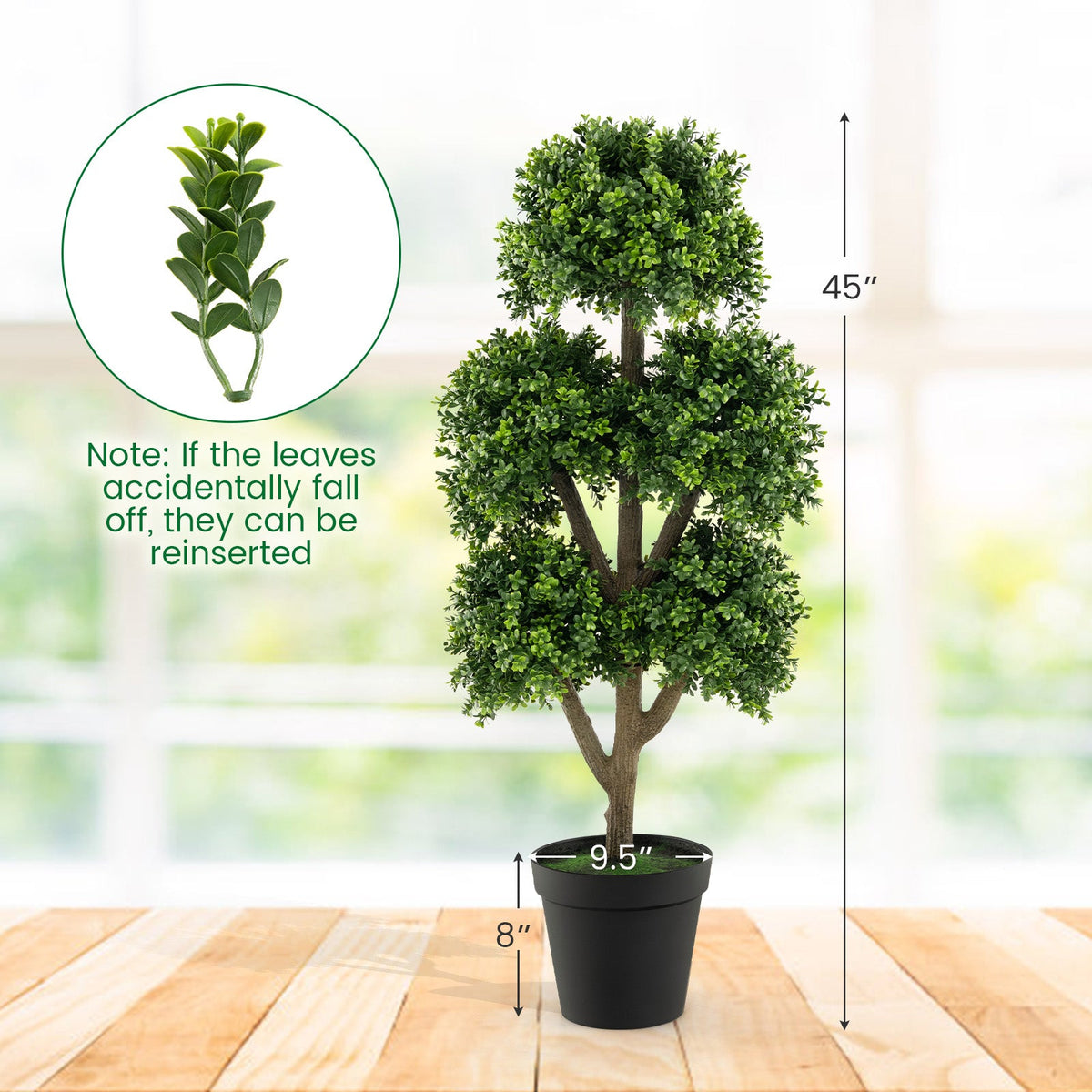 Faux Boxwood Topiary Ball Tree, 45"