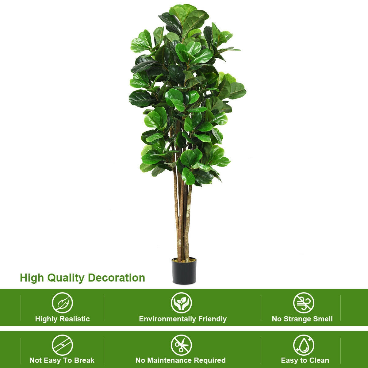 Faux Fiddle Leaf Fig Tree, 6 FT - Potted