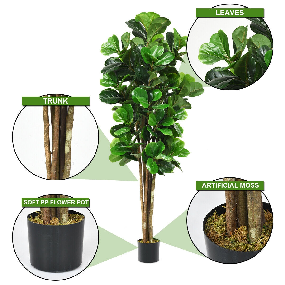 Faux Fiddle Leaf Fig Tree, 6 FT - Potted