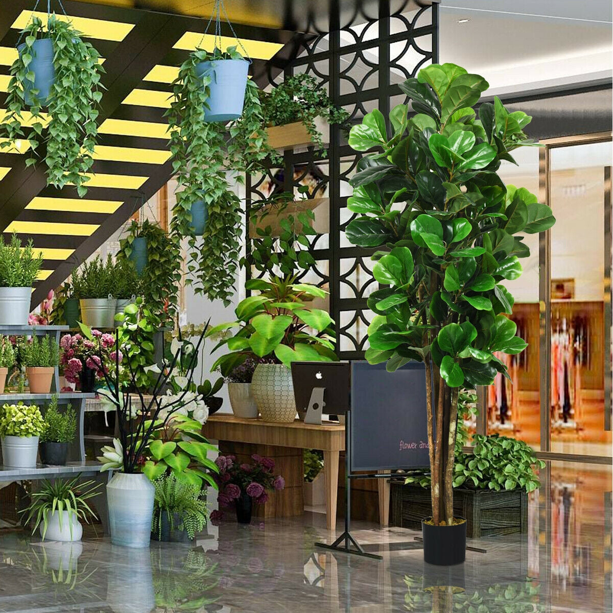 Faux Fiddle Leaf Fig Tree, 6 FT - Potted