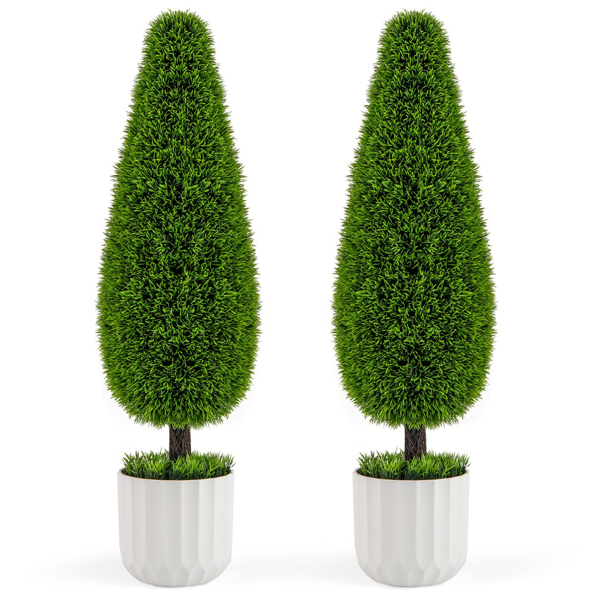 Faux Cedar Teardrop Bushes, 3 FT – Set of 2