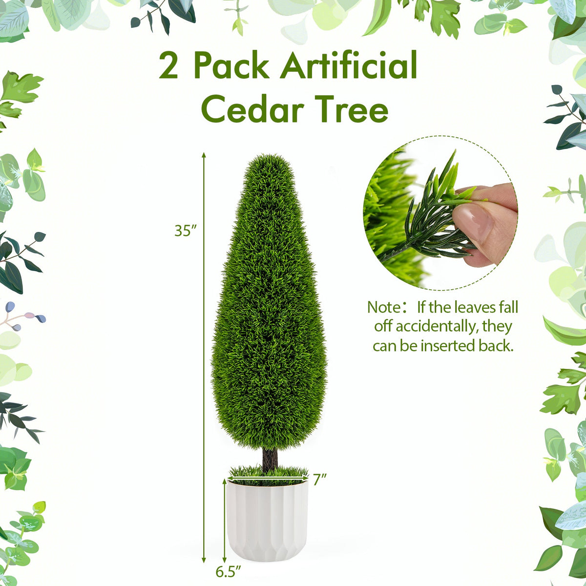 Faux Cedar Teardrop Bushes, 3 FT – Set of 2
