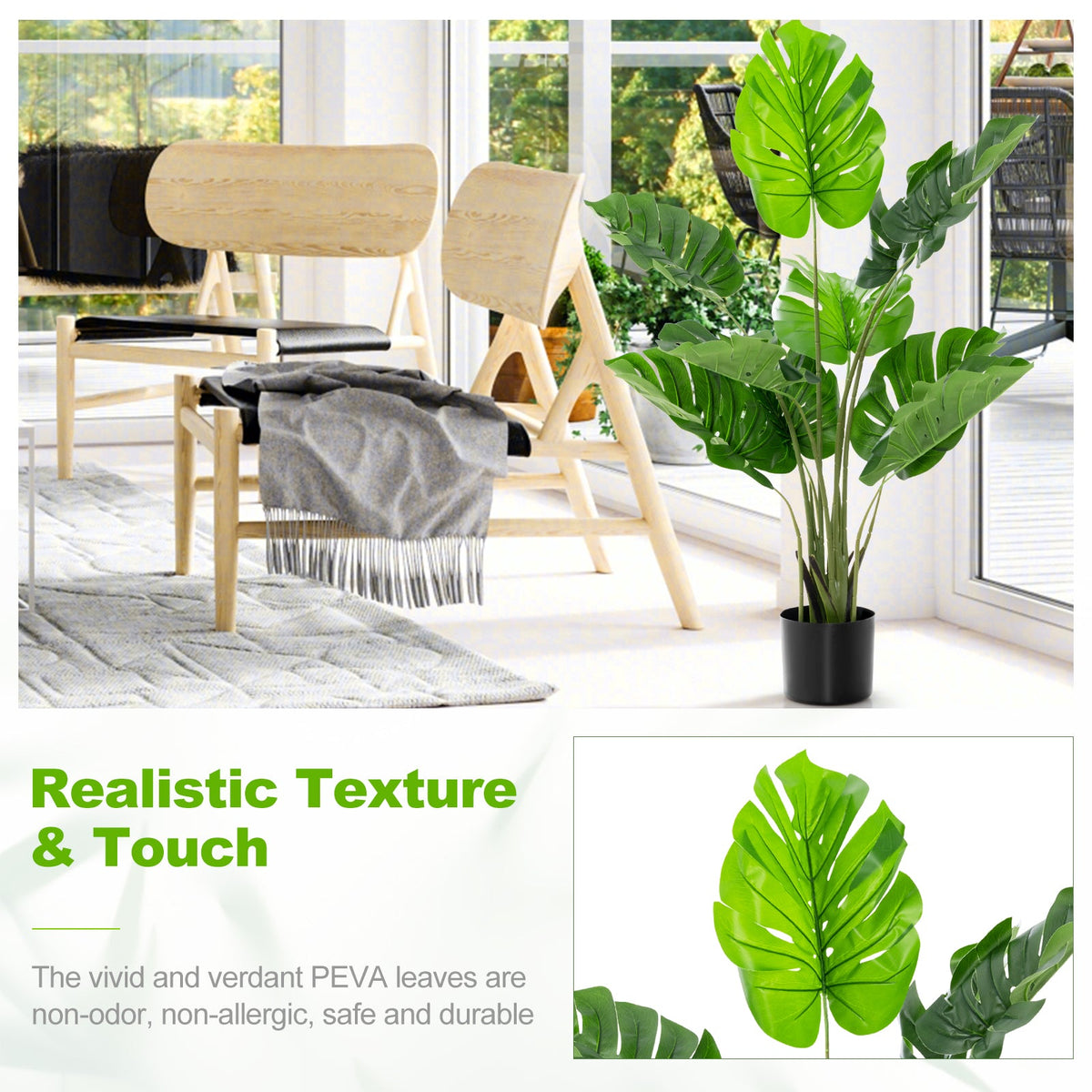 Faux Monstera Trees, 48" – Set of 2