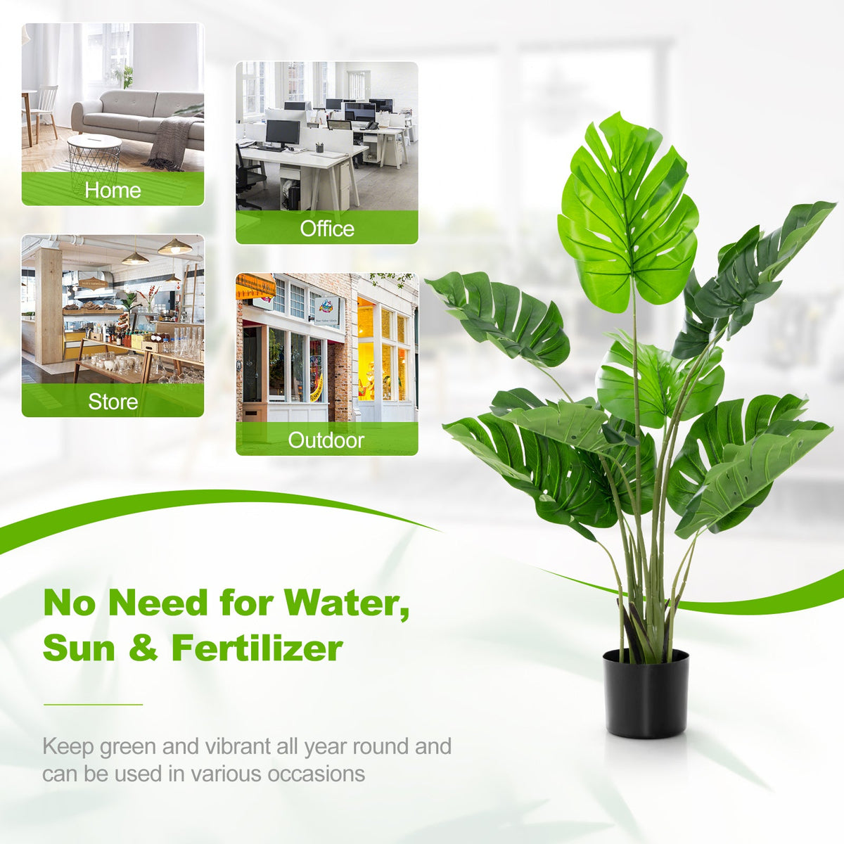 Faux Monstera Trees, 48" – Set of 2