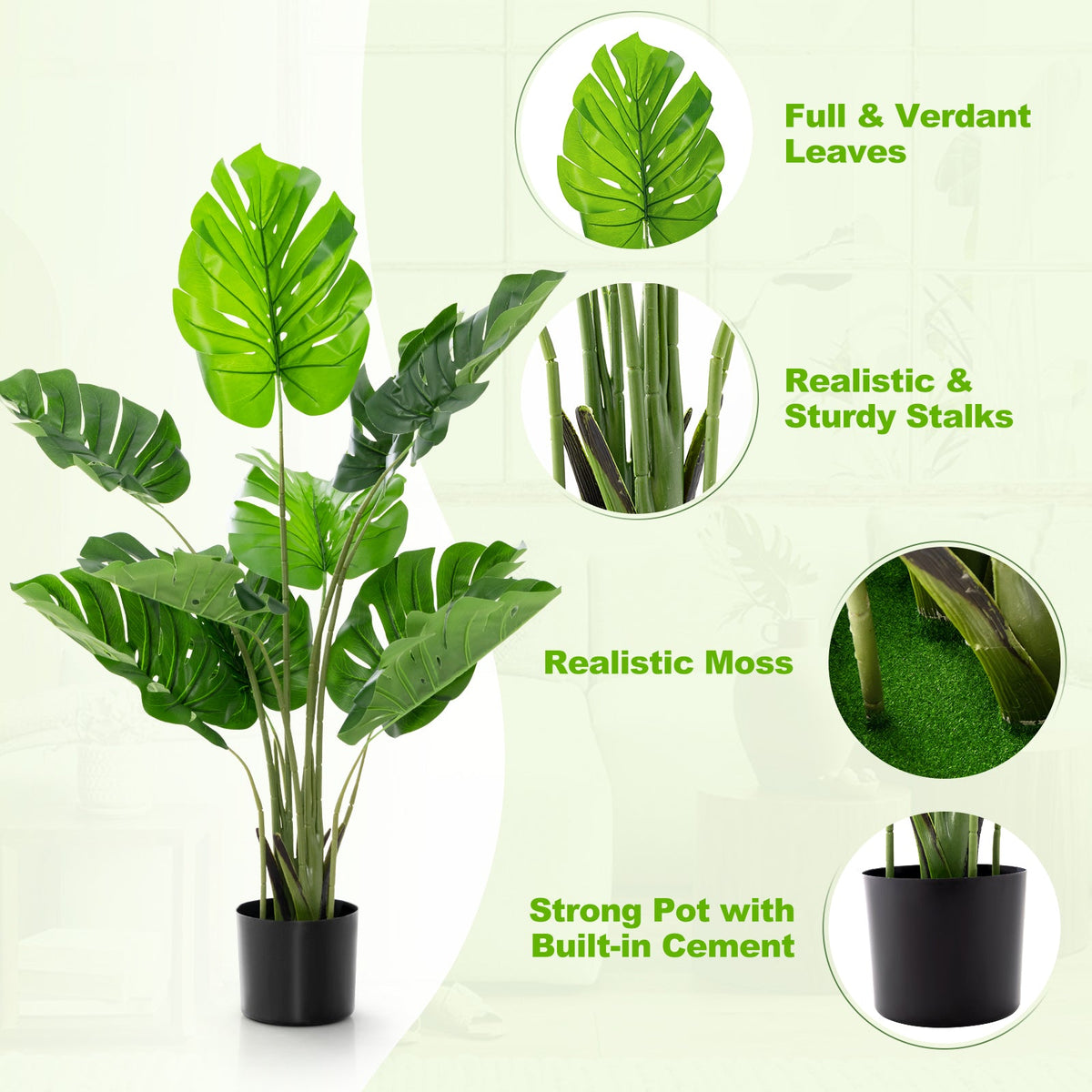 Faux Monstera Trees, 48" – Set of 2