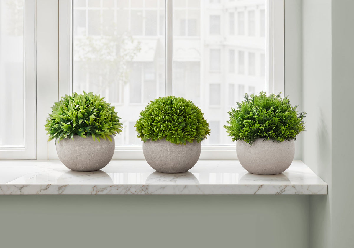 Artificial Plant Set of 3 - 5" Tall Indoor Faux Greenery