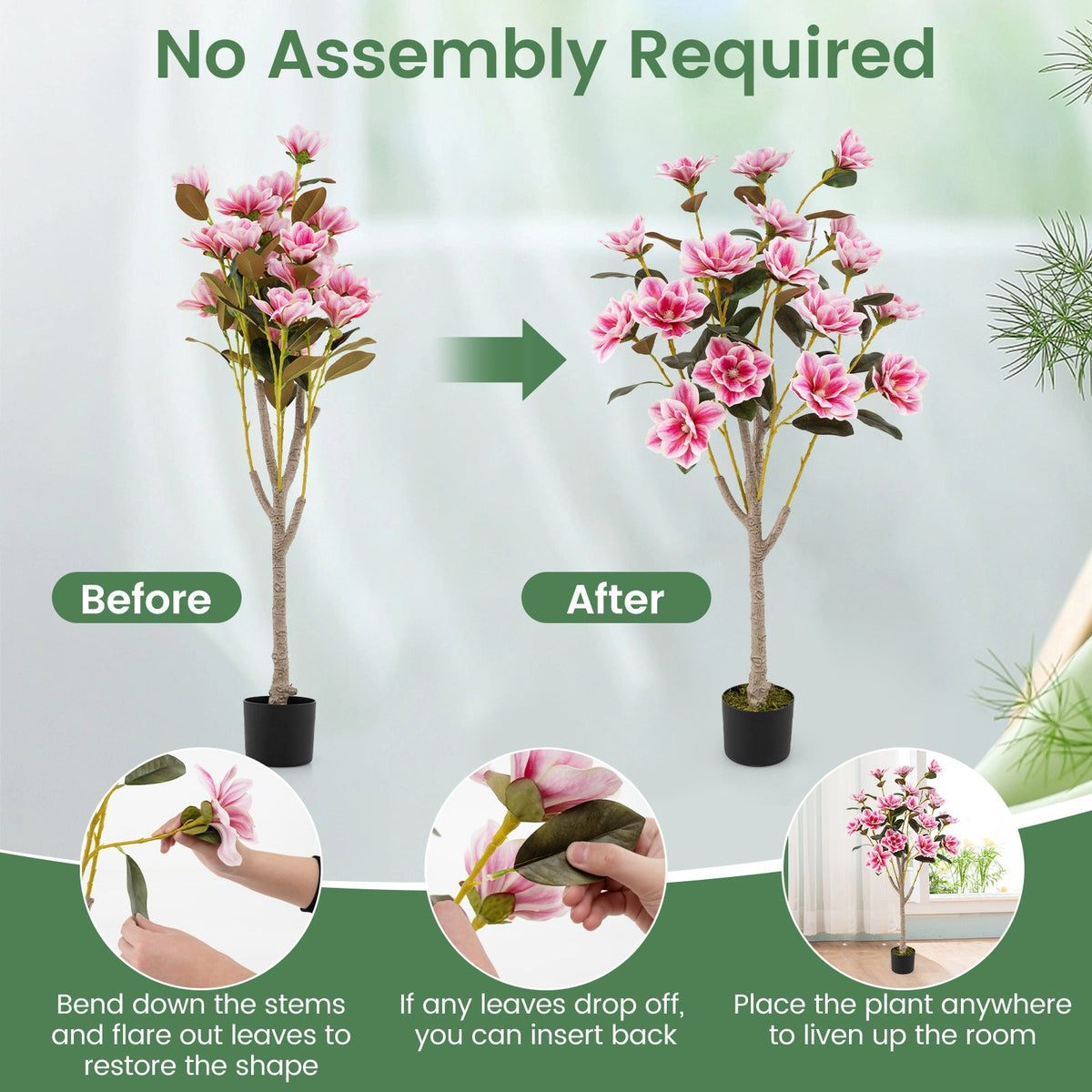 Faux Wedding Flower Plant – Pink Blooms
