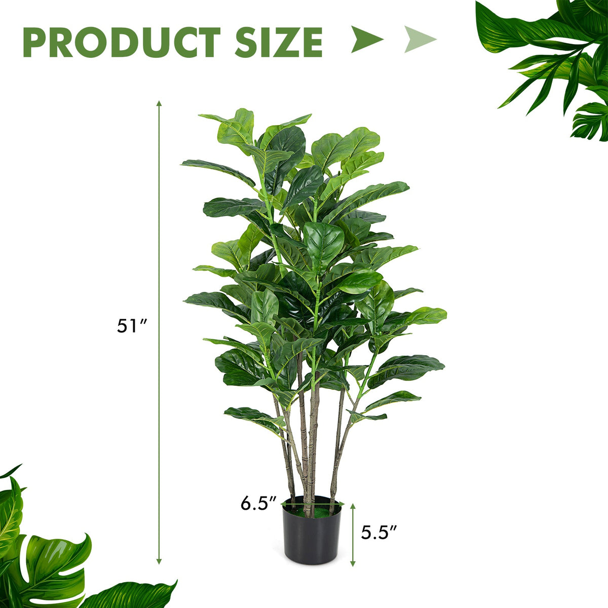 Faux Fiddle Leaf Fig Trees, 51" – Set of 2