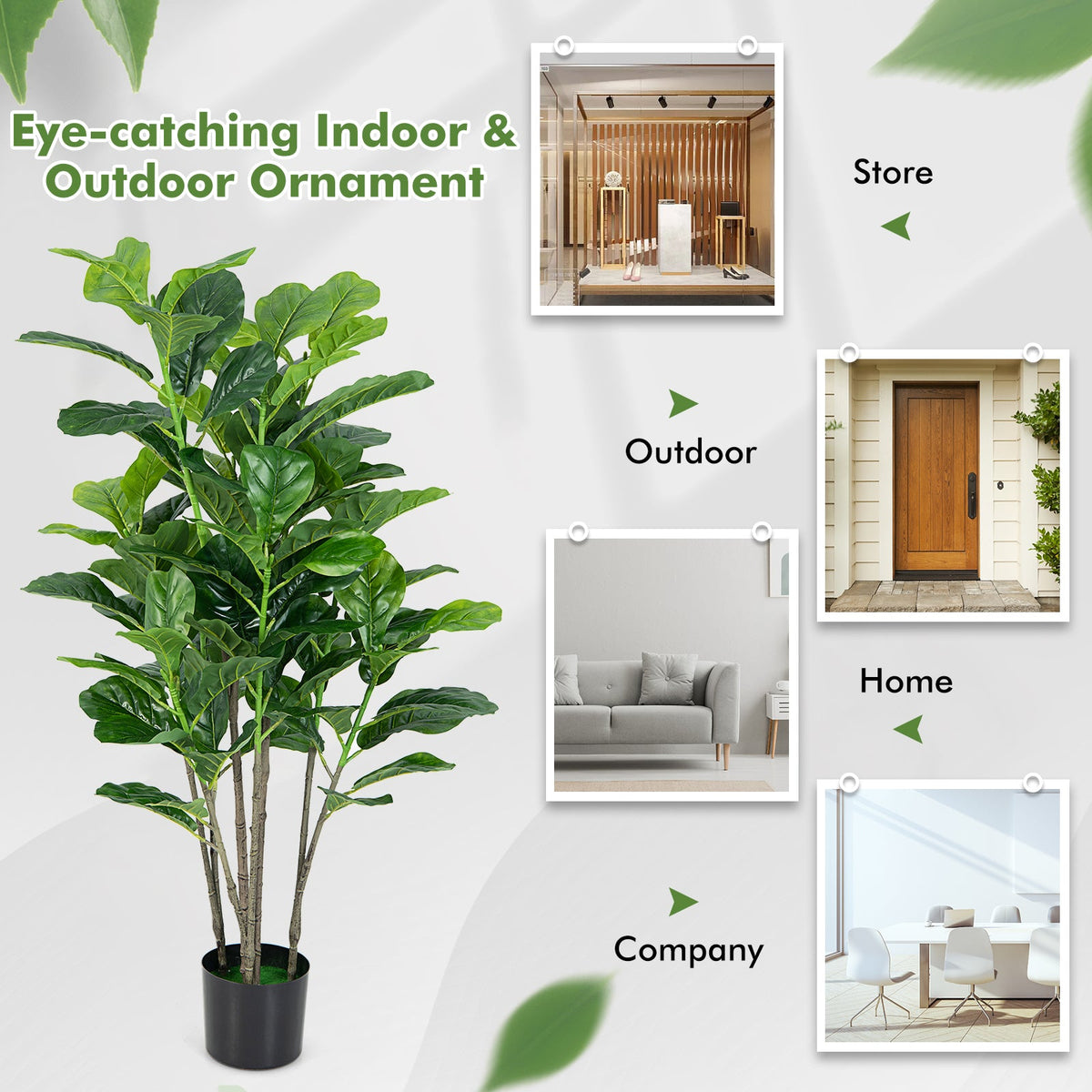 Faux Fiddle Leaf Fig Trees, 51" – Set of 2