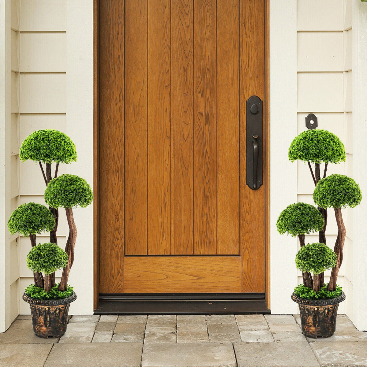 Faux Cedar Topiary Tree, 3 FT – Rattan Trunk