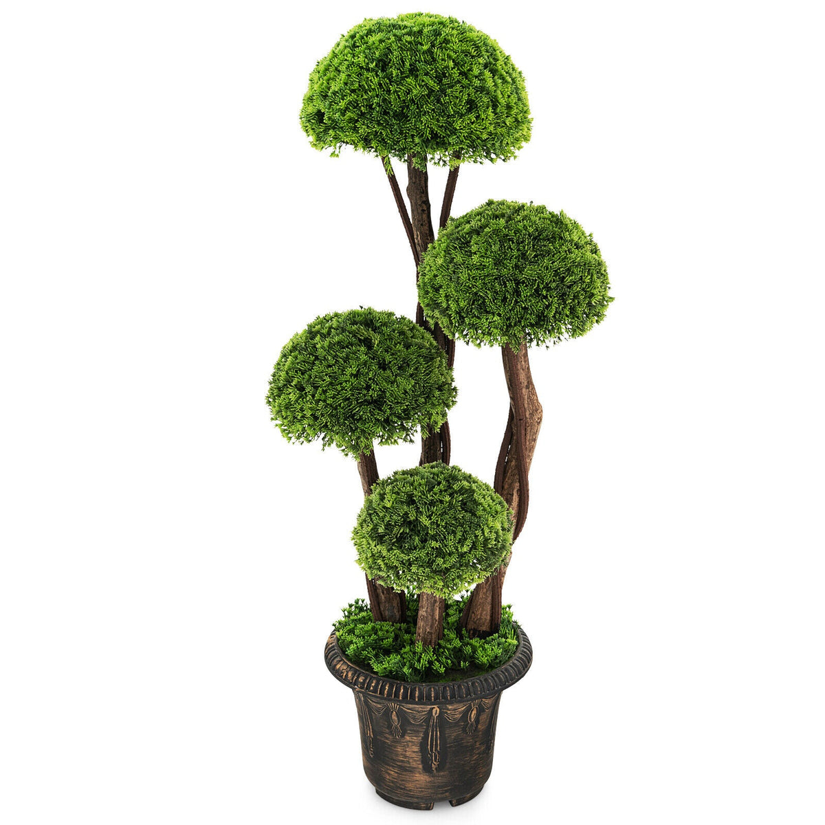 Faux Cedar Topiary Tree, 3 FT – Rattan Trunk