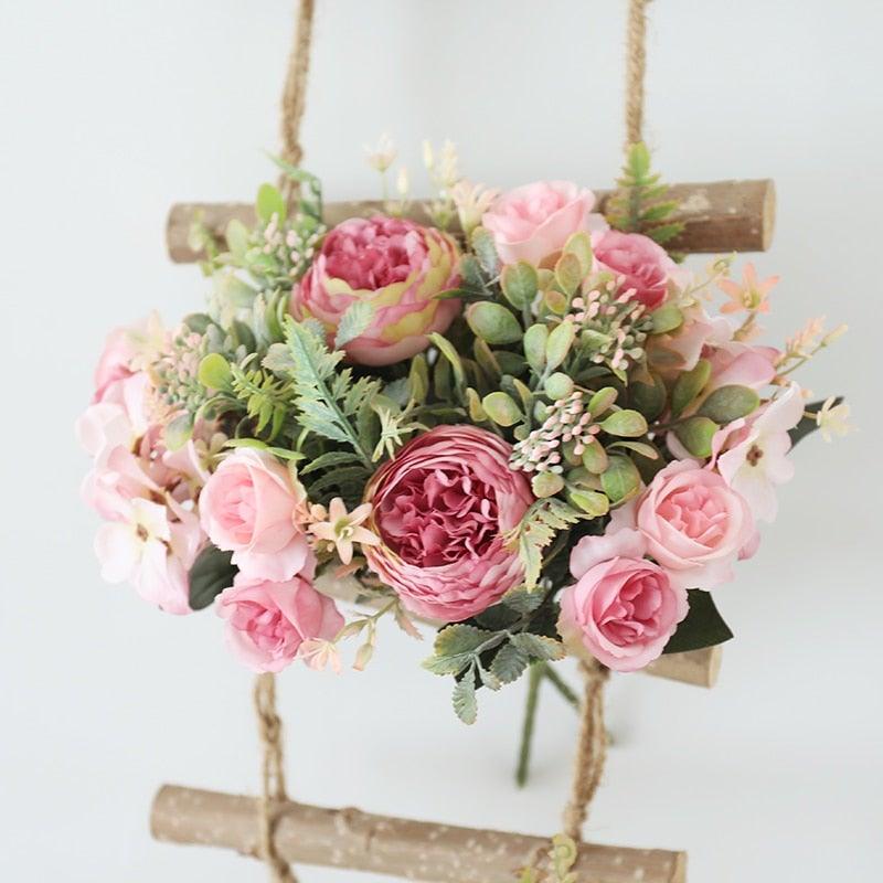 Luxury Fake Flowers Artificial Silk Roses High Quality Big Bouquet For Office Parties Bridal and Wedding Decoration Artificial Rose Flowers Bouquet Silk Flowers Rose for Home Bridal Wedding Party Festival Decor