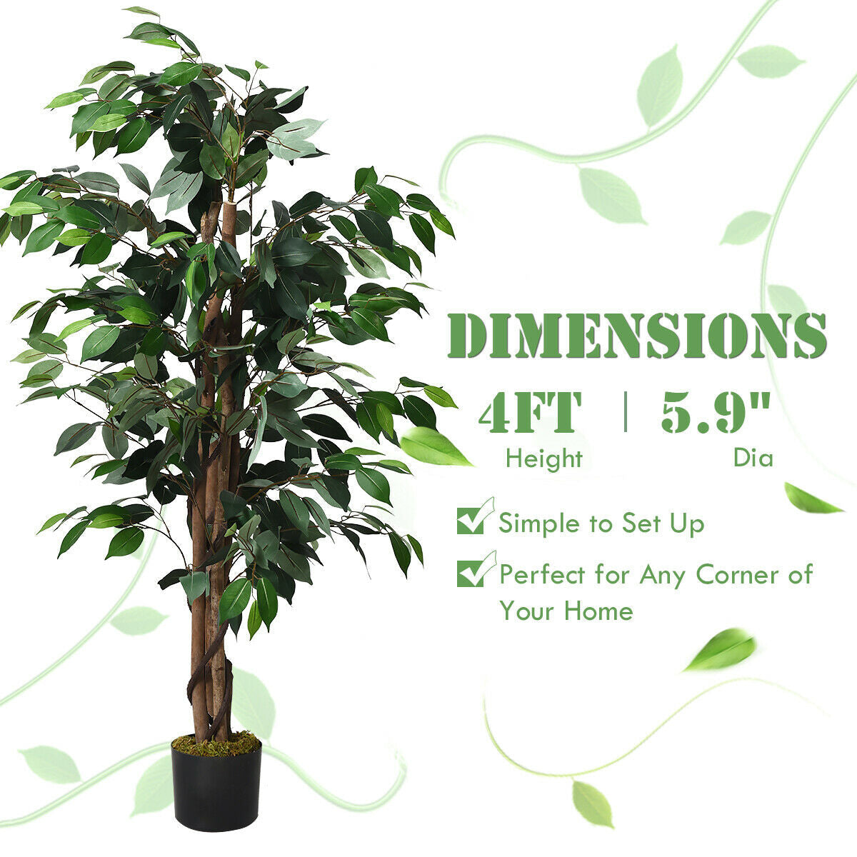 Faux Ficus Tree, 4 FT